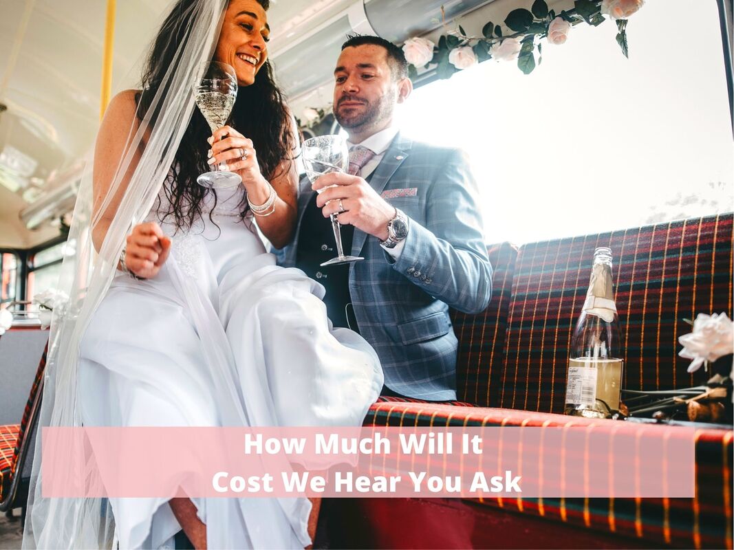 A bride and groom enjoying a glass of champagne on our vintage wedding bus Richie